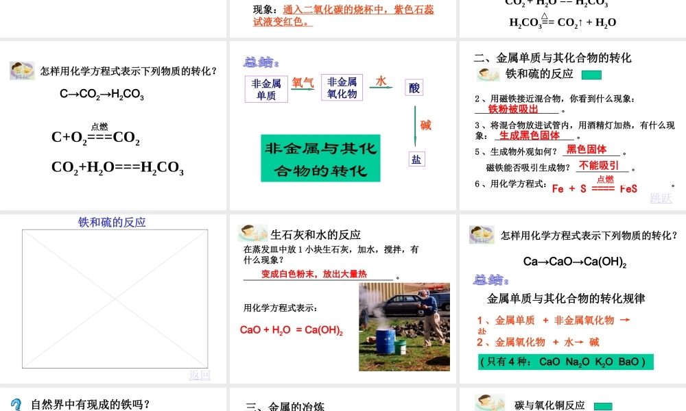 初中科学：中考专题复习——物质转化的规律课件