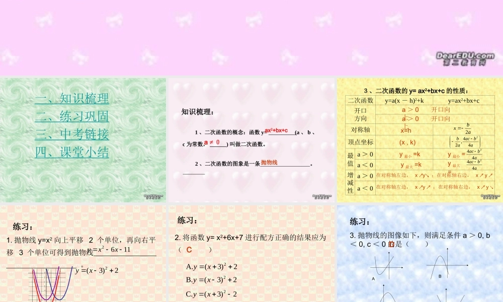 二次函数复习课件 华东师大版 课件