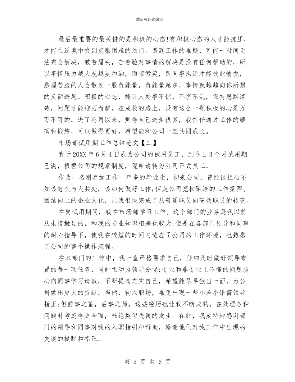 市场部试用期工作总结范文与市场部销售主管工作总结汇编_第2页