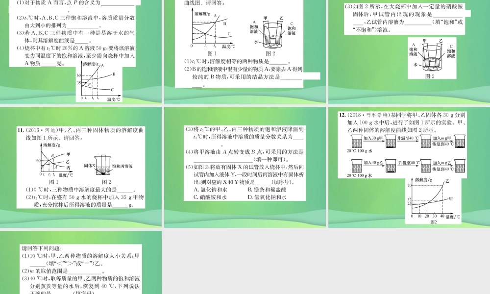 中考化学总复习 滚动小专题(五)溶解度曲线及其应用1课件