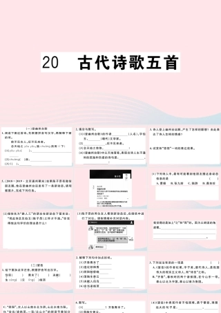 文下册 第五单元 代诗歌五首习题课件 新人教版 课件
