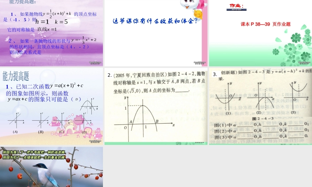 九年级数学二次函数的图像二 新课标 浙教版 课件