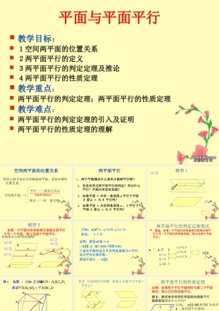 广东高一数学平面与平面平行 新课标 人教A版 必修2 课件