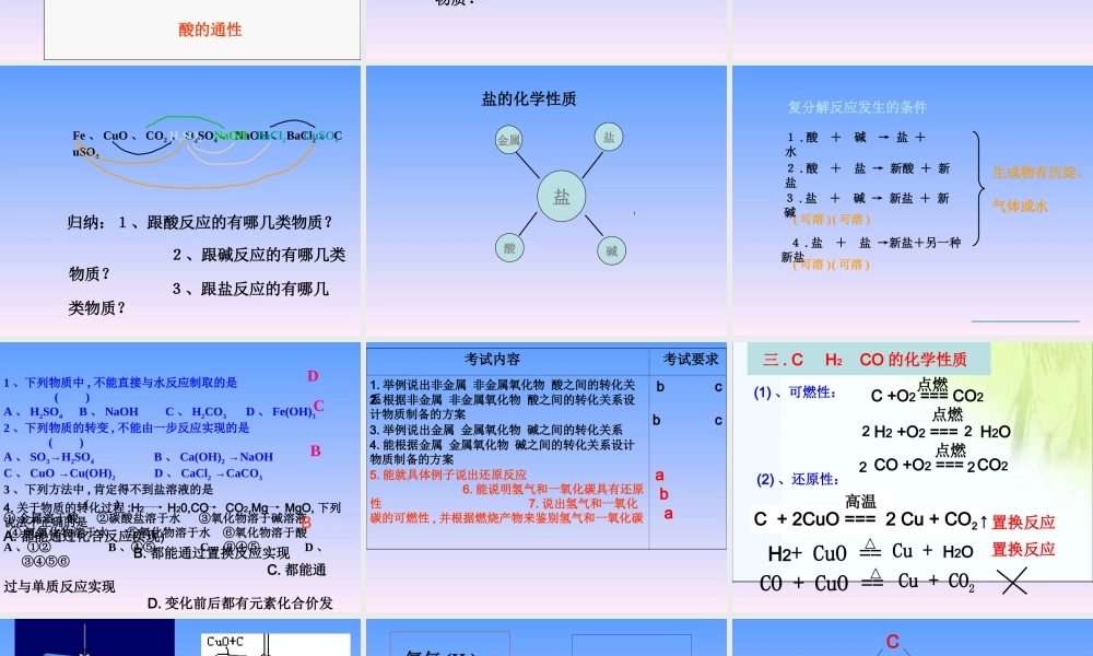 九年级科学上：第2节 物质转化的规律复习课件浙教版 课件