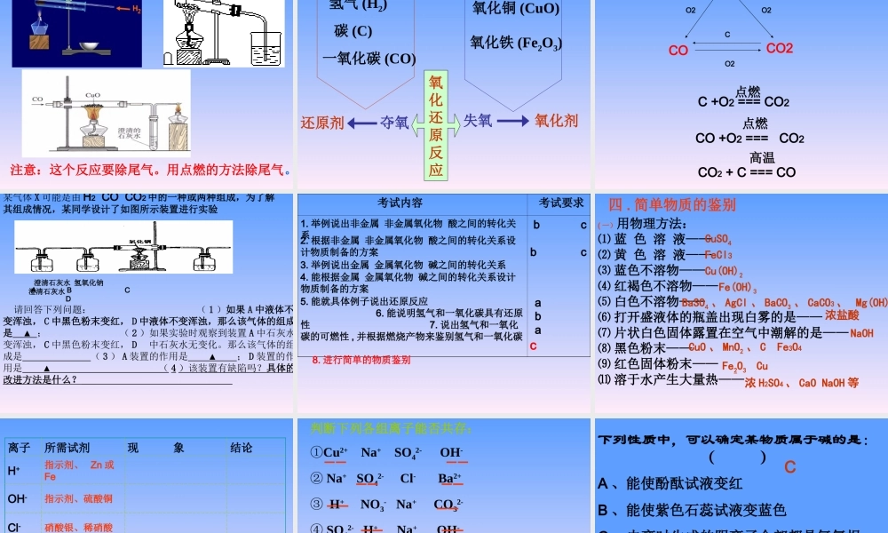 九年级科学上：第2节 物质转化的规律复习课件浙教版 课件