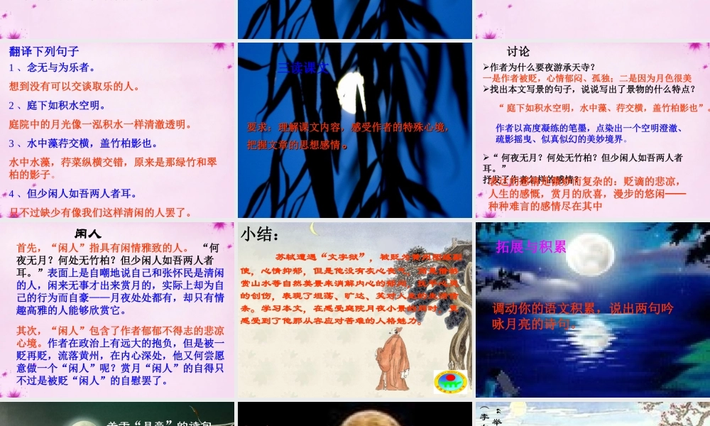 九年级语文上册 19 短文两篇 记承天寺夜游课件 (新版)冀教版 课件
