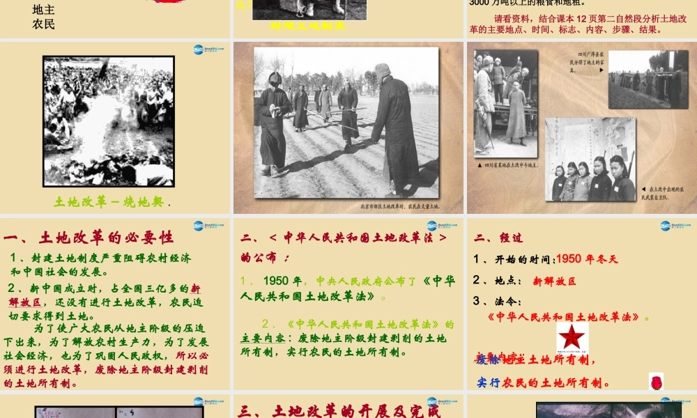 八年级历史下册 3(土地改革)课件 新人教版 课件