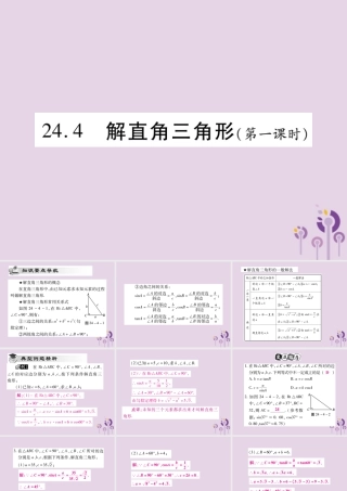 九年级数学上册 第24章 解直角三角形 244 解直角三角形(第1课时)课件 (新版)华东师大版 课件