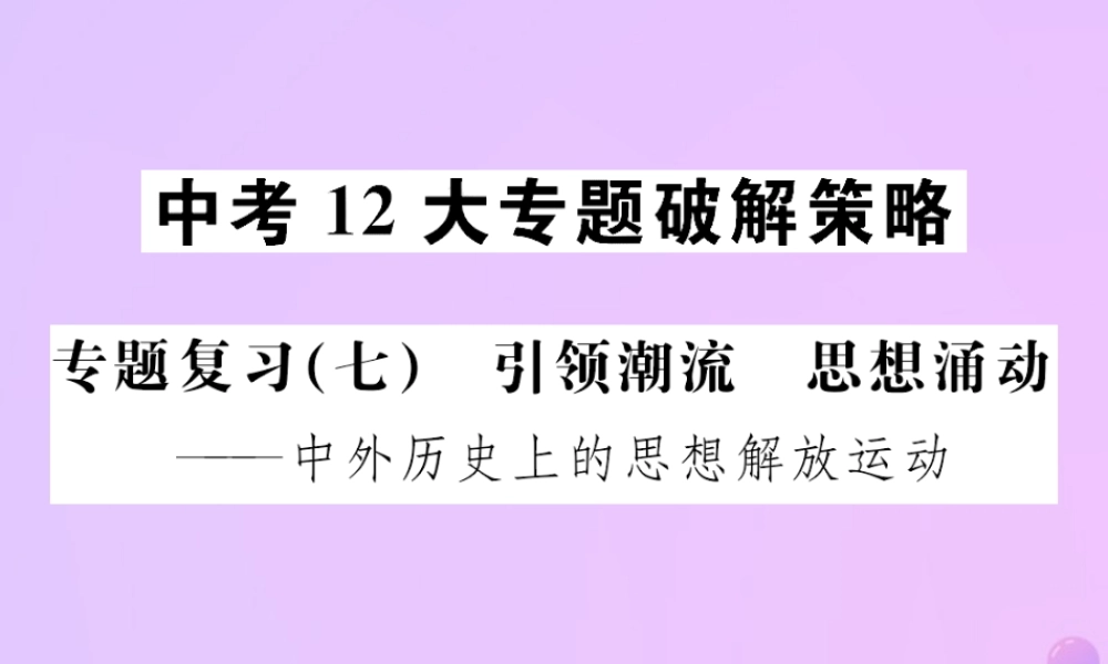 中考历史总复习 专题复习(七)引领潮流 思想涌动课件 新人教版 课件