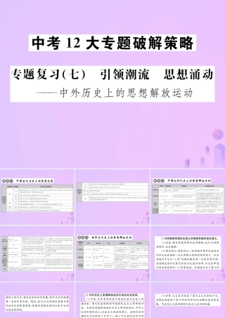 中考历史总复习 专题复习(七)引领潮流 思想涌动课件 新人教版 课件