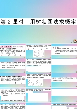 九年级数学上册 第25章(概率初步)252 用列举法求概率 第2课时 用树状图求概率作业课件 (新版)新人教版 课件