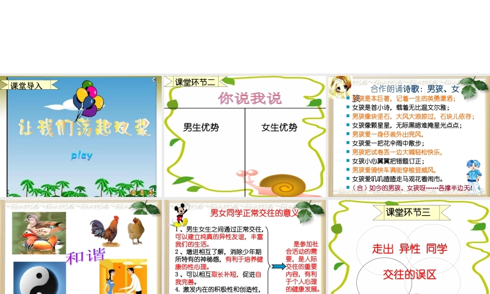 八年级政治上册 第五课第一框男生女生课件 教科版 课件