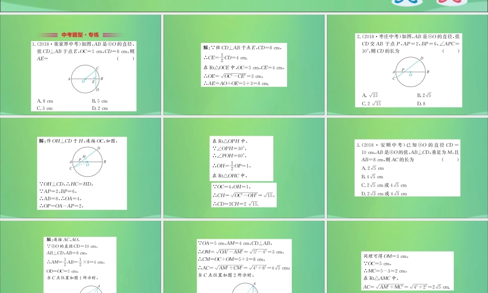 九年级数学下册 第三章 圆 33 垂径定理训练课件 (新版)北师大版 课件