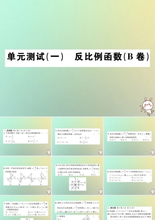 九年级数学下册 第二十六章 反比例函数单元测试(一)(B卷)习题课件 (新版)新人教版 课件