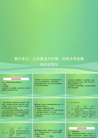 中考历史复习 第五单元 辽宋夏金元时期：民族关系发展和社会变化课件