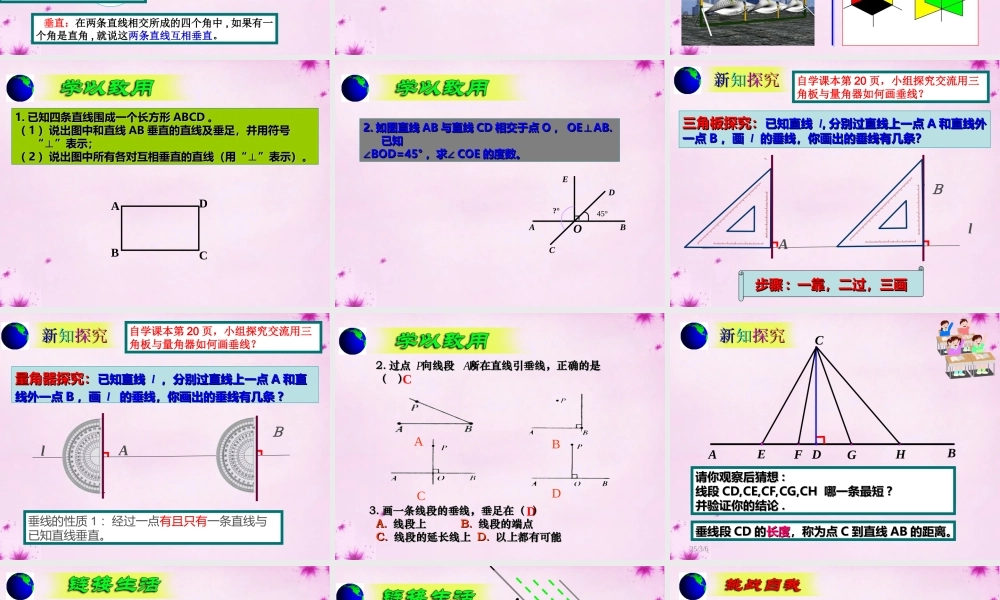 七年级数学下册 8.5垂直课件 (新版)青岛版 课件
