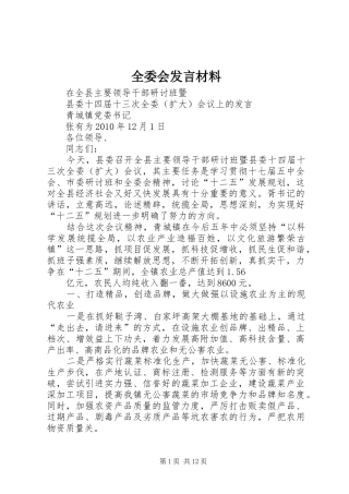 全委会发言材料