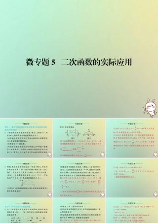 九年级数学上册 微专题5 二次函数的实际应用习题课件 (新版)新人教版 课件