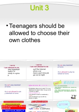 九年级英语Unit 3 Teenagers should be allowed to choose their own clothesSection A 课件 人教新目标版 课件
