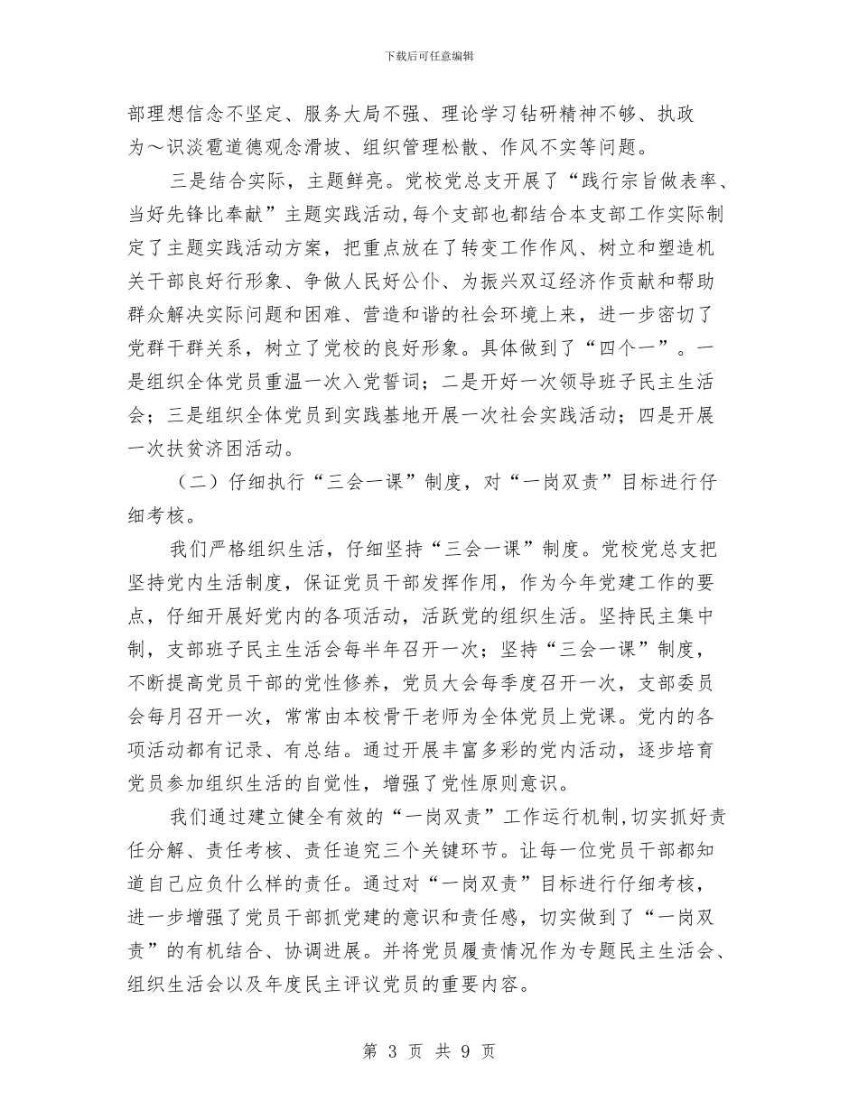 市委党校22024年党建工作情况报告与市委党校学习自我鉴定汇编_第3页