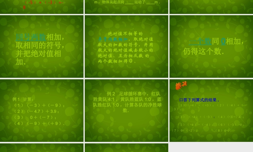 中学七年级数学上册 1.3.1 有理数的加法课件1 (新版)新人教版 课件