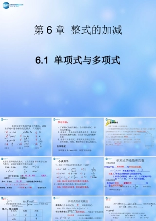 中学七年级数学上册 6.1(单项式与多项式)课件 青岛版 课件