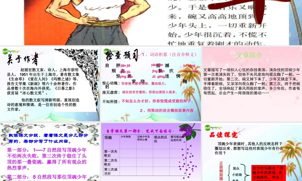 七年级语文上册(顶碗少年)课件 上海五四制版 课件