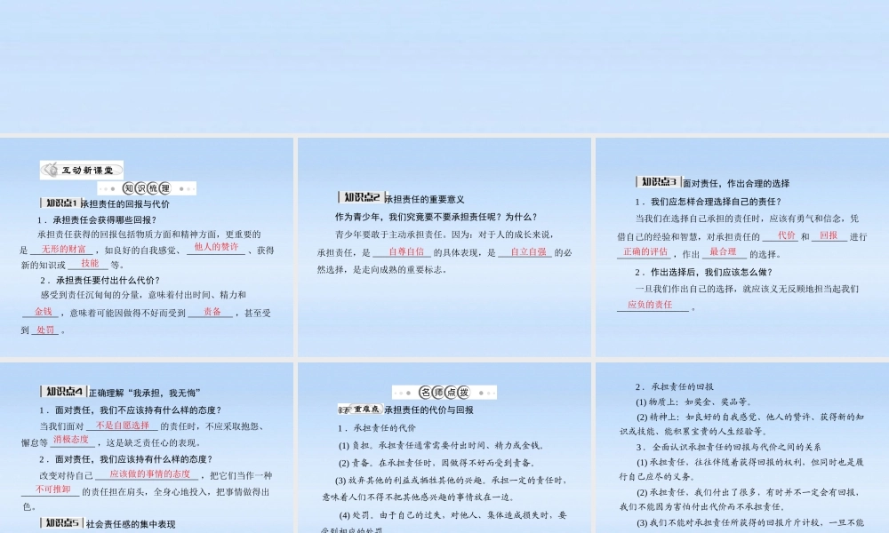 九年级政治 第一单元第一课第2课时(不言代价与回报)课件 人教新课标版 课件