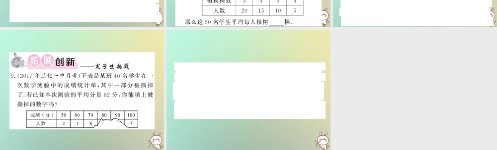八年级数学上册 第六章 数据的分析 6.1 平均数(1)习题课件 (新版)北师大版 课件