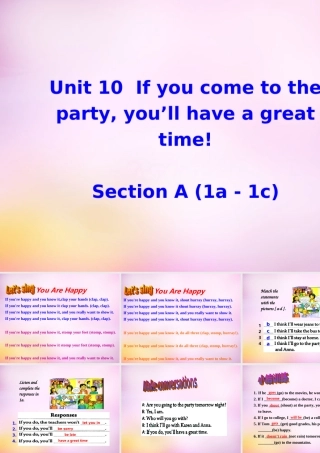 八年级英语上册 Unit 10 If you go to the party，you'll have a great time section A(1a 1c)课件 (新版)人教新目标版 课件