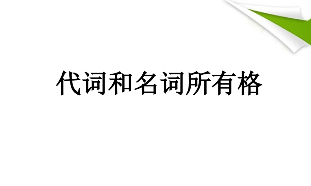 七年级英语上册 代词和名词所有格课件 仁爱版 课件