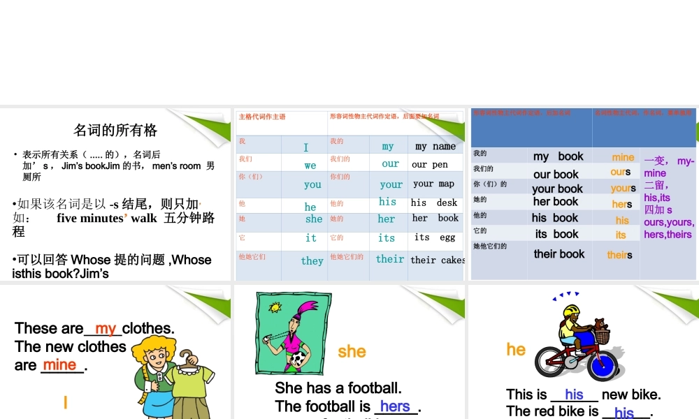 七年级英语上册 代词和名词所有格课件 仁爱版 课件
