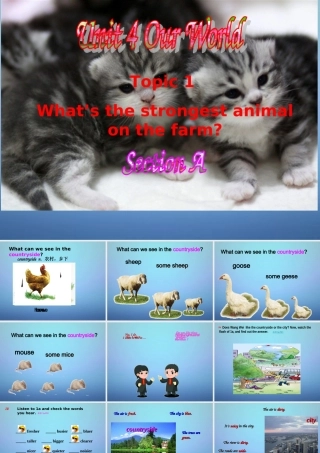 八年级英语上册 Unit 4 Topic 1 What's the strongest animal on the farm Section A课件 (新版)仁爱版 课件