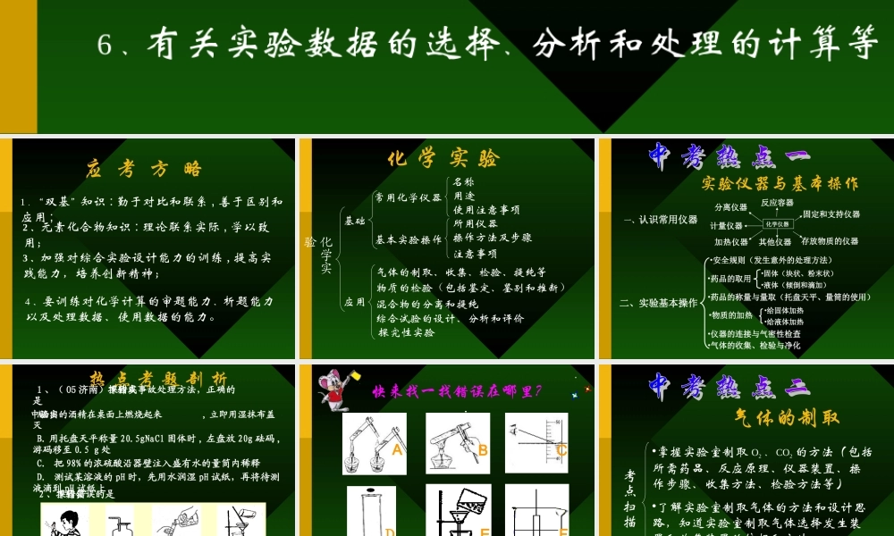 中考化学热点-- 科学实验与探究 试题