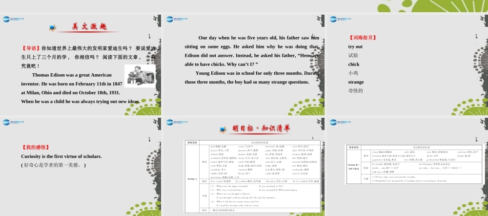 九年级英语全册 Unit 6 When was it invented？课件 (新版)人教新目标版 课件