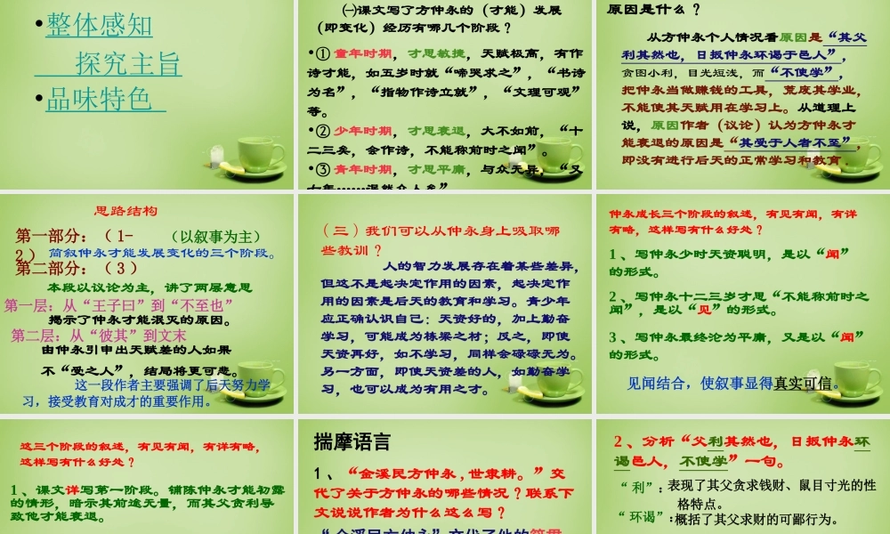 初中七年级语文下册 第5课( 伤仲永)课件 新人教版 课件