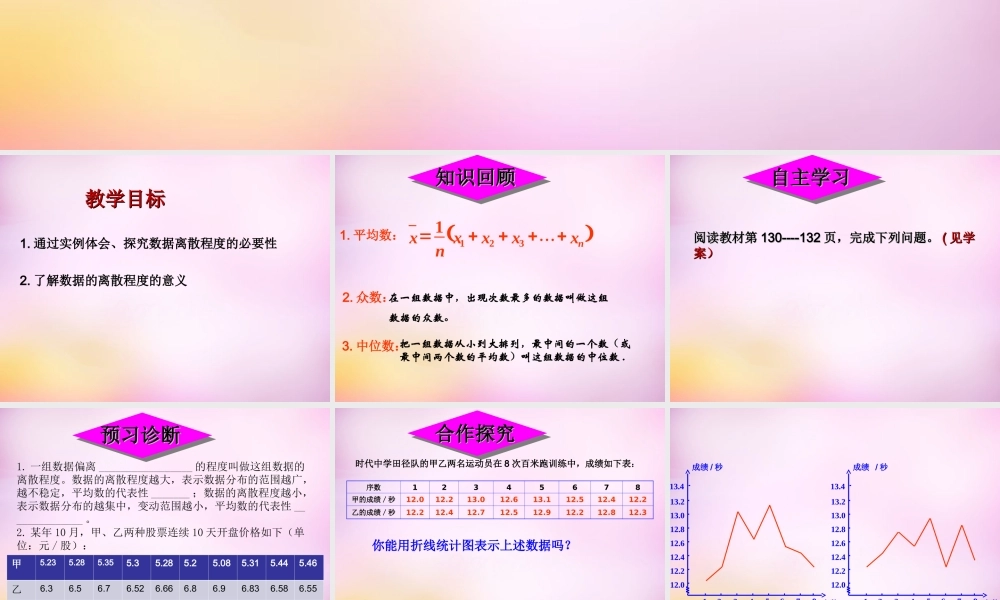 八年级数学上册 4.4 数据的离散程度课件 (新版)青岛版 课件