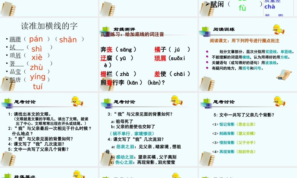 八年级语文上册 第11课(背影)课件 八年级语文上册 第11课( 课件