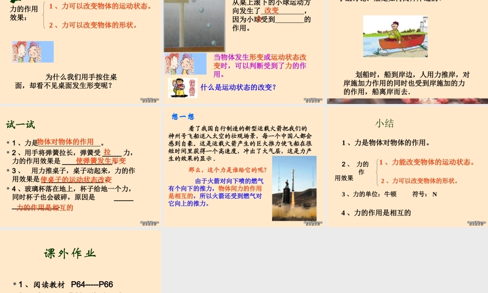 八年级物理力的认识课件 人教版 课件