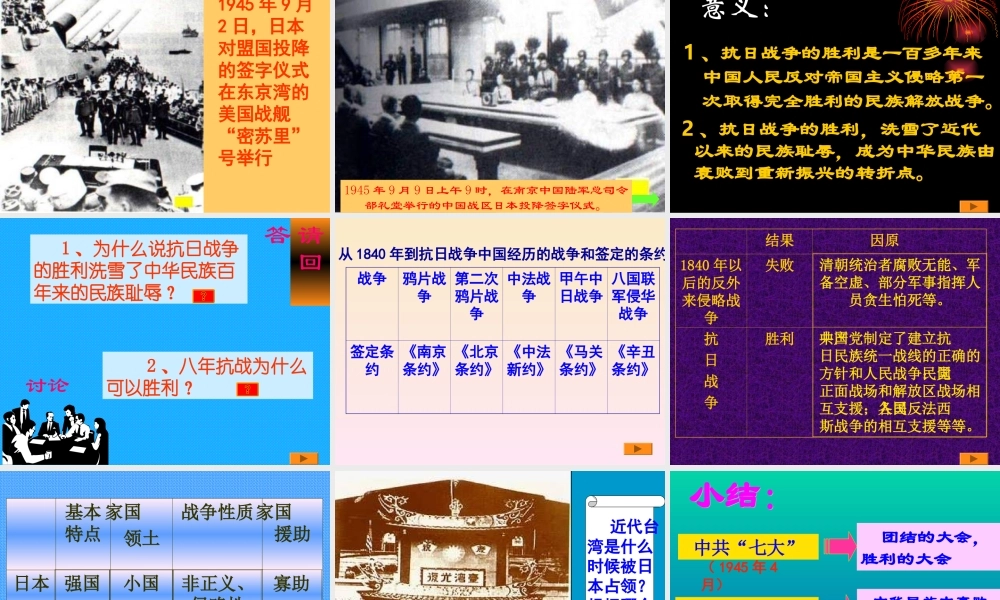 八年级历史上册 第四单元之(抗日战争的胜利)课件北师大版 课件