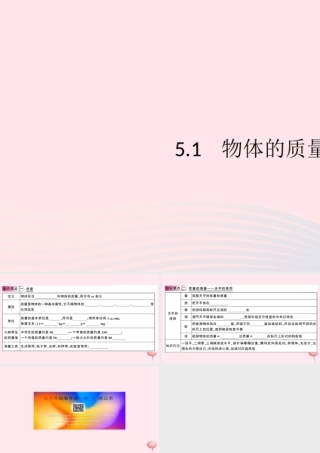 八年级物理上册 5.1 物体的质量(知识点)课件(新版)粤教沪版 课件