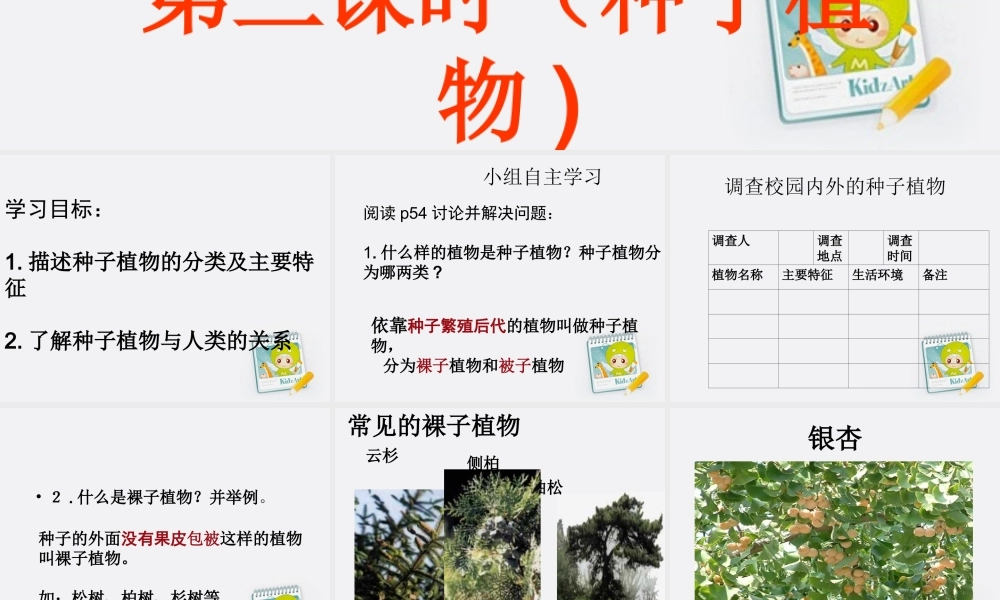 七年级生物上册 自制课件种子植物课件 济南版 课件