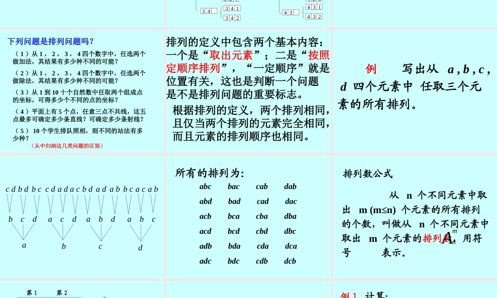 排列数公式 高二数学排列与组合课件集合 人教版 高二数学排列与组合课件集合 人教版