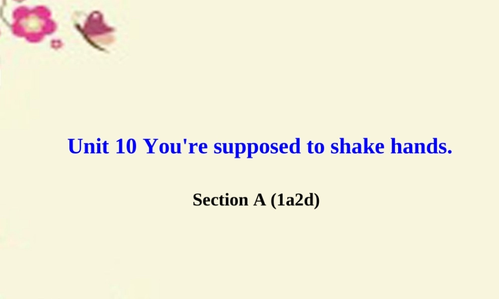 九年级英语全册 Unit 10 You re supposed to shake hands Section A(1a 2d)课件 (新版)人教新目标版 课件