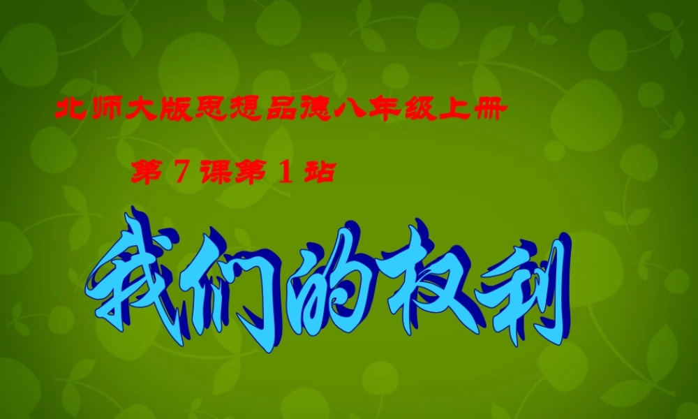 八年级政治上册 第7课 第2框 我们的权利课件1 北师大版 课件