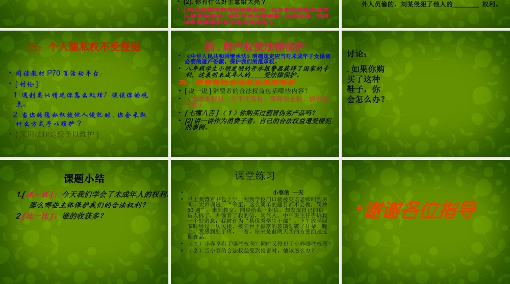 八年级政治上册 第7课 第2框 我们的权利课件1 北师大版 课件