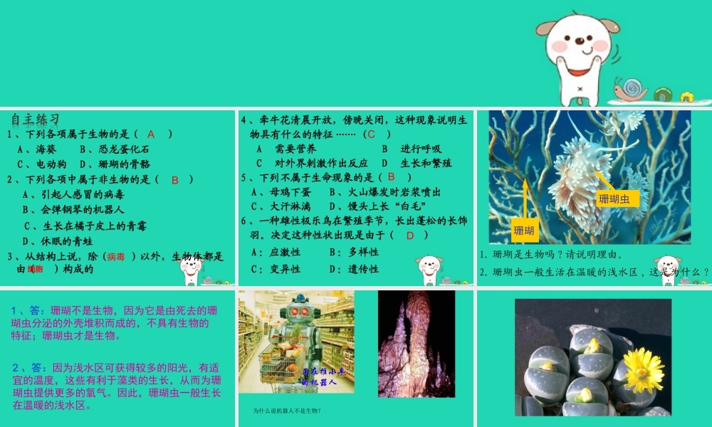 七年级生物上册 1.1.1生物的特征课件 (新版)新人教版 课件