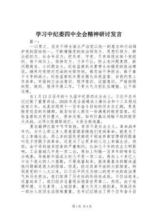 学习中纪委四中全会精神研讨发言