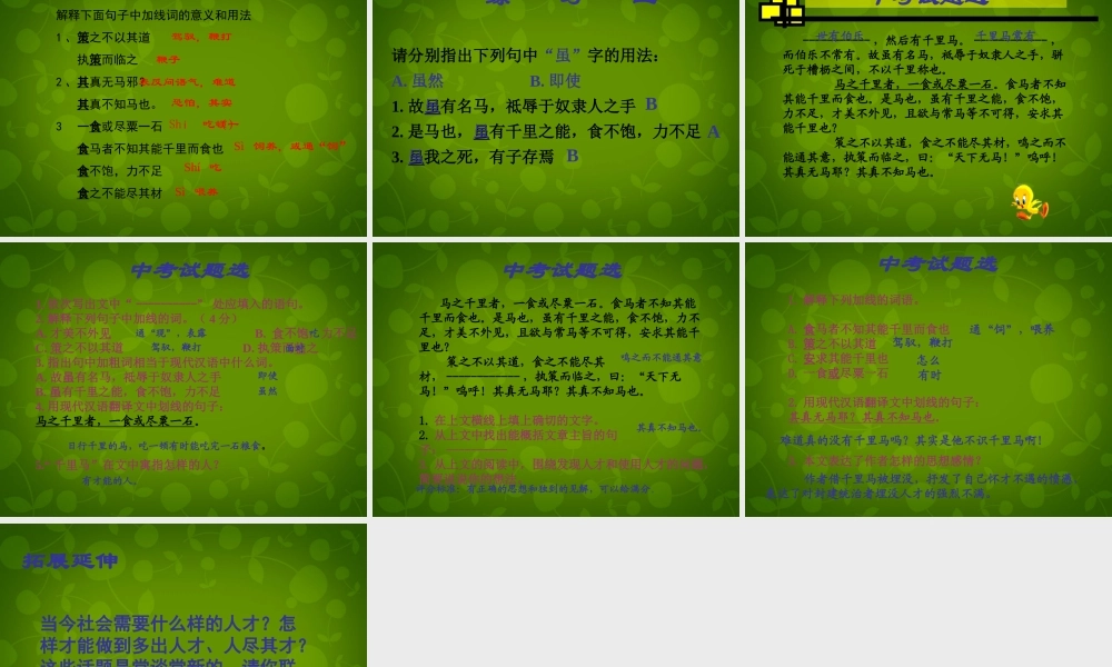 八年级语文下册(23 马说)课件 新人教版 课件