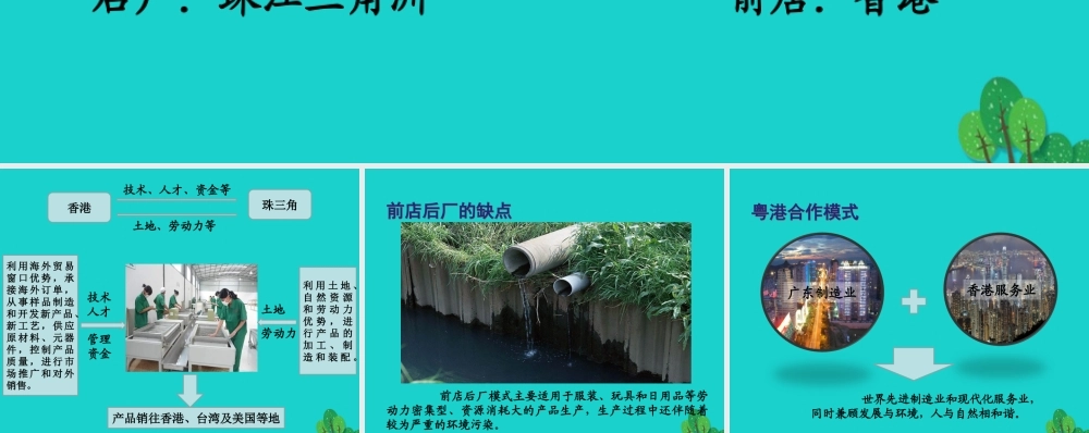 八年级地理下册 第七章 第三节 珠江三角洲区域的外向型经济 珠三角与香港联系密切课件 (新版)湘教版 课件